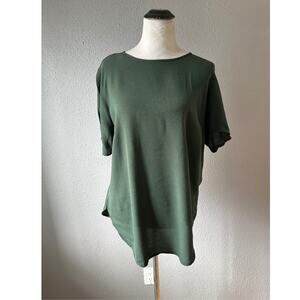 H&M hunter green scoop neck short sleeve blouse